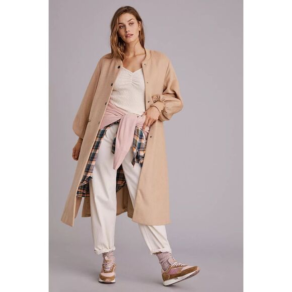 Anthropologie-Cozy Wool Blend Puff-Sleeved Coat - Picture 1 of 11